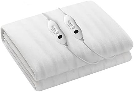 Giselle Bedding Electric Blanket, Double Heated Blankets Heating Pad Throw Rug Underlay Fleece Wool Winter Washable for Bed, Fully Fitted 3 Temperature Levels Dual Remote Controllers White