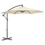 Christow Large Banana Parasol 3m Over Hanging Cantilever Umbrella UV Protective With Crank Handle (Cream Polyester Canopy)