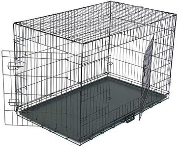 Cage Chien Pliable, Chenil pour Chien avec Cloison, bac en Plastique et 2 Portes, XXXL (121 x 74 x 81 cm), Cage de Transport Chien, Lapin, Chiot et Animaux Domestique, en Metal, Noir