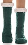 EBMORE Women Slipper Fluffy Socks Fuzzy Cosy Cabin Warm Winter Soft Thick Comfy Fleece Anti Slip Home Stocking Fillers Gift Socks (Green Texture a)