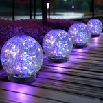 JKIMK Solar Globe Lights Outdoor Waterproof-Solar Balls for Garden-Cracked Glass Ball Solar Lights Outdoor-Solar Orbs for Outside-Outdoor Decorations for Patio and Yard Lawn Backyard Decor