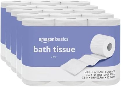 Amazon Basics 2-Ply Toilet Paper, 30 Rolls = 120 Regular Rolls, 350 Sheets, (Pack of 30), Unscented