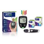CONTOUR Plus Blood Glucose Monitoring System Glucometer with 75 Strips (Pack of 25 + 50 Strips), Multicolour, Multicolor