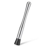 Cocktail Muddler, 25cm Stainless Steel Mojito Masher Grooved Nylon Head Bar Stick Fruit Mixer Professional Bartender Blender Bar Tools for Delicious Cocktails Drinks Juice