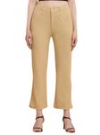 DUVE Fashion Relaxed high Waist Baggy Lycra parllel Light Comfort Formal Casual Trousers for Women and Girls(XL-34,Beige)