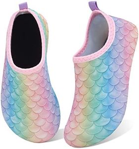 WateLves Kids Water Shoes Girls Boys Toddler Non-Slip Quick Dry Aqua Socks for Beach Swim Walking (Rainbow Fishscale, 26/27)