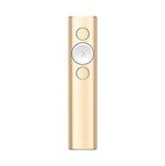 Logitech Spotlight Wireless Presentation Remote, 2.4 GHz and Bluetooth, USB-Receiver, Digital Laser Pointer, 30-Meter Operating Range, Dual Connectivity, Timer, PC/Mac/Android/iOS - Gold