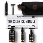 MANSCAPED® The Sidekick Bundle Men's Grooming Kit, Includes The Weed Whacker Nose and Ear Hair Trimmer, The Plow® 2.0 Razor, Crop Cleanser®, Crop Reviver®, Foot Duster®, Toiletry Bag and Shaving Mats