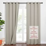 NICETOWN Sound Barrier 100% Blackout Cold Blocking Divider Curtains 84", Noise, Heat and Cold Blocking Drapes with Felt Fabric Lining for Nursery/Daytime Sleep/Bedroom (Natural, 2 PCs, 52" Wide)