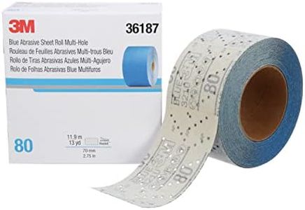 3M Hookit Blue Abrasive Sheet Roll, 36187, Multi-Hole, 2.75 in x 13 yd, 80+ Grade, Automotive Sanding Roll Sandpaper for Coating Removal, Body Repair, Auto Sanding