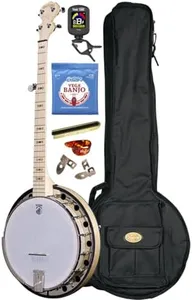 Deering Goodtime 2 5-String Resonator Nickel Hardware Bluegrass Banjo with Deluxe Padded Bag, Strings, Dunlop Finger and Thumb Picks, True Tune Rechargeable Tuner, Mute, Bundle Starter Package