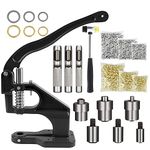 Hand Press Grommet Machine,Hole Punch Tool Kit,Grommet Eyelet Tool Kit with Hammer,3 Dies(#0/#2/#4) and 3000pcs Grommets(6mm/10mm/12mm) for Grommets Snap Buttons Rivets Eyelets Pearls(Black)