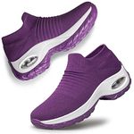 YHOON Women's Tennis Shoes Lightweight - Walking Shoes Slip on Mesh Air Cushion Athletic Shoes Work Driving Comfortable Running Shoes Purple 10