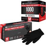 Salon World Safety Black Nitrile Disposable Gloves, 10 Boxes of 100, Size Small, 5.0 Mil - Latex Free, Textured, Food Safe