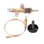 Aupoko Low Pressure Propane Gas Fireplace Fire Pit Gas Control Cock Valve with Thermocouple and Knob Switch, with Flare Thread 5/8’’-18UNF Inlet & Outlet, Fits for Gas Grill, Heater, Fire Pit