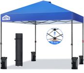 Vibemo Pop Up Canopy Tent, 10x10 ft one-Button Push Tent Canopy with Roller Bag,3 Adjustable Height, 4 Sandbags, 8 Stakes, 4 Guylines, Waterproof and UPF50+ Sun Protection Shade Canopy