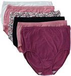 Fruit of the Loom Women's Eversoft Cotton Brief Underwear, Tag Free & Breathable, Available in Plus Size, Plus Size Brief - Cotton - 6 Pack - Colors May Vary, 13 Plus