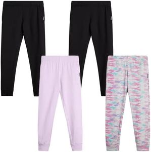RBX Girls' Sweatpants - 4 Pack Active Fleece Jogger Pants (Size: 4-16), Size 14-16, Grey Multi/Lavender Black