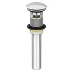 Brushed Nickel Pop Up Drain with Overflow, Rustproof Vessel Lavatory Vanity Bathroom Sink Drain Stopper