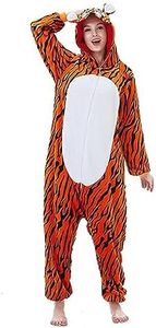 ZHER-LU Animal Onesie Adult Pajamas Halloween Cosplay Costume Unisex Onesies, Tiger, Large