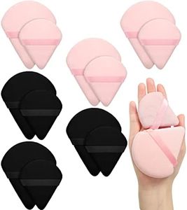 Maitys 12 Pieces Powder Puff Triangle Face Makeup Cosmetic for Loose Powder Soft Body Washable Reusable Foundation Sponge Mineral Wet Dry Makeup Tool(Black, Pink, Large, Small)