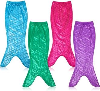 Toulite 4 Pcs Mermaid Tail for Mermaid Party Favor Mermaid Tails for Girls Dress up for Valentines Mermaid Party Gifts (Vivid Color,Size 5)