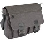 Dusky Leaf Canvas Messenger Bag - Fits 15-inch Laptop Computers such as MacBook Pro Notebook and iPad Tablet - Charcoal Gray