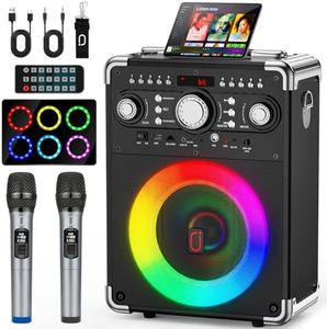Karaoke Machine with 2 Microphones for Adults and Kids,Portable Party Karaoke Speaker with Lights, Bluetooth Speakers for Home Party, Gatherings, The Best Gift for All