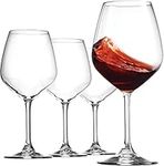 Bormioli Rocco 18oz Red Wine Glasses, Crystal Clear Star Glass, Laser Cut Rim for Wine Tasting, Elegant Party Drinking Glassware, Restaurant Quality (Set of 4)