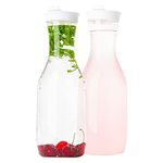 Clear Plastic Water Pitchers Carafes with Flip top White Lids 50 OZ Heavy Duty Beverage Pitcher Jug for Juice or iced Coffee Great for Mimosa bar Restuarants ot Schools Pack of 2