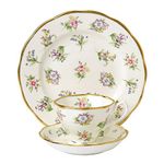 Royal Albert 106 100 Years 40017588 1920 Spring Meadow Teacup, Saucer, 20cm Plate, 3 Pc Set, Fine Bone China