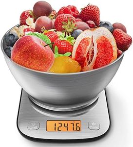 GRAM PRES Food Kitchen Scale Digital Weight Grams and Oz with IPX6 Waterproof，Professional Stainless Steel Digital Kitchen Food Scale 11lb/0.01oz with Bowl for Weight Loss Dieting Baking Cooking