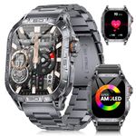 LIGE Military Smart Watch for Men, 1.96'' AMOLED IP68 Waterproof 380 mAh Outdoor Bluetooth Calls Tactical Smartwatch for iOS Android with 100+ Sport Modes/Heart Rate/SpO2/Blood Pressure Space Grey