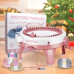 Knitting Machine, 48 Needles Knitting Loom Machine with Row Counter, Smart Weaving Loom Knitting Round Loom, Knitting Board Rotating Double Knit Loom Machine Kit for Adults and Kids （with Wool）