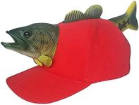 Perfeclan Novelty Baseball Cap, Fish Hat for Kids Adults Men Women Casual Unisex Fishing Fisherman Gift Funny Party Cartoon Animal Hat, Baseball Hat, Red M