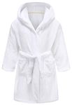 Kids Robe Boys Girls Hooded Fleece Sleep Robe Animal Soft Bathrobe White 13-14 Years