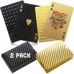 BETTERLINE 2 Poker Decks Playing Cards Patterned Design Black and Gold Foil - Durable and Flexible Waterproof Plastic Coated Cards