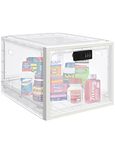 Lockable Box, Medicine Lock Box for Safe Medication, Clear Lockable Storage Box for Medicine, Food and Home Safety, Lockable Storage Bin, Refrigerator Storage Bins (White)