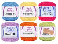 Coats & Clark Aunt Lydia's Crochet Thread Cotton Classic 10-6 Skein Assortment (Brights)