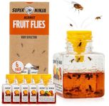 Super Ninja Fruit Fly Trap - 6 pack, Highly Effective Fruit Fly Killer for Home & Kitchen, Up to 3 Weeks of Performance per Bottle, Child & Pet Friendly