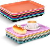 Sintuff 20 Pcs Plastic Fast Food Trays Bulk Colorful Cafeteria Trays Restaurant Serving Trays Grill Tray Rectangular Lunch Trays for Party Kitchen Coffee, 20 Colors(12 x 9 Inch)