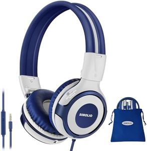 SIMOLIO Wired Headsets for Teens, Headsets for Kids with 94dB,85dB,75dB Volume Limited, Kids Headphones with Microphone, Boys Headphone with Share Port, On-Ear Headphone for School/Travel(Grey)