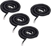 Telephone Cord Cable Line Wire,SHONCO 4 Pack 6Ft Modular Coiled Telephone Handset Cord (Black)