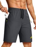 TACVASEN Running Shorts for Men Lightweight Quick Dry Man's Summer Workout Gym Breathable Sport Outdoor Shorts with Front and Rear Zipper Pockets Gray
