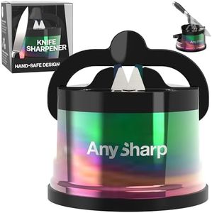 AnySharp – CHEF – Hands Free Knife Sharpener - Easy to Use Sharpening Tool w/PowerGrip Suction Base and 20-Degree Pre-set Angle - For All Knives: Chef’s, Serrated, and Hardened Steel - Oil Slick