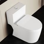 WinZo WZ5028NS Elongated 10" Rough-in Toilet One Piece Modern Design Dual Flush 1.1/1.6 GPF For Bathroom,White