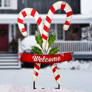 Generic Land & Sea Metal Candy Cane Staked Yard Art, 34"" H