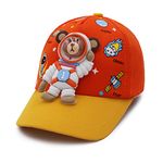 VRITRAZ AstroBear Cartoon Character Printed Little Cap for Kids, Baby Girls & Boys 3-12 Years (Orange)