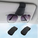 Sunglass Holder for Car Visor Sunglasses Clip Magnetic Leather Glasses Eyeglass Holder Truck Interior Car Accessories for Woman Man -Black