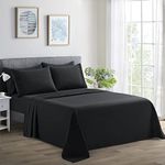 Marina Decoration Ultra Soft Silky Deep Pocket Solid Rayon from Bamboo All Season 6 Pieces Sheet Set with 4 Pillowcases, Black Color Queen Size